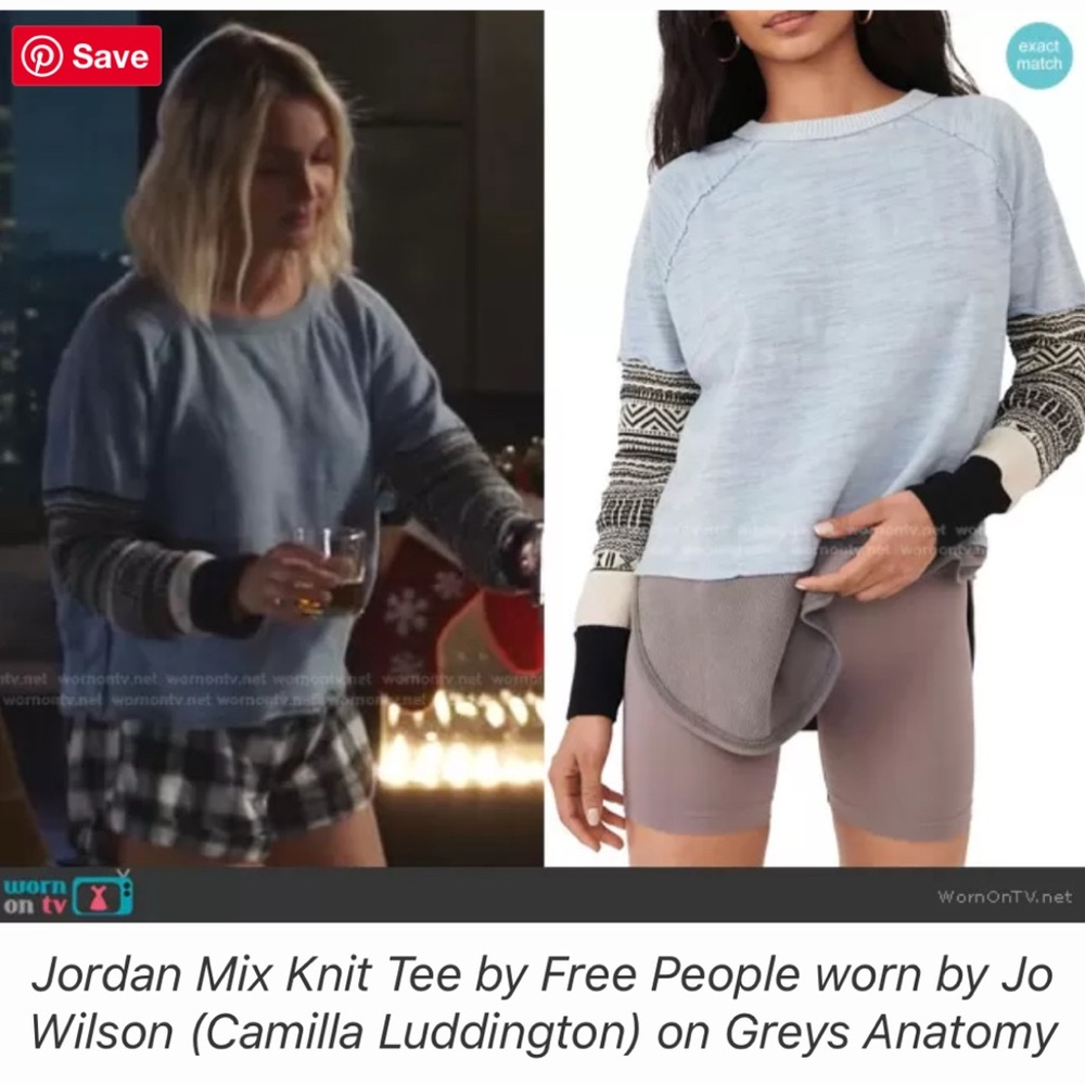 Free People Jordan Mix Knit T-Shirt in Cold Weather Combo Colorblock Size M